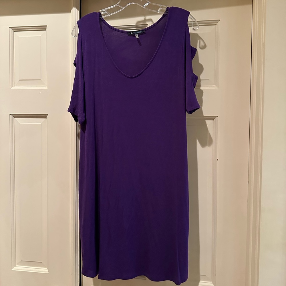 BluHeaven Purple Knit Cold-Shoulder Dress